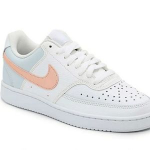 Nike Court Vision White and Pink swoosh shoes
